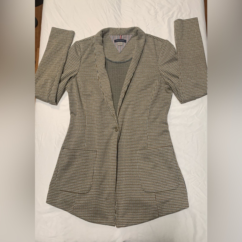 Tommy Hilfiger Womens Houndstooth Riding Blazer Jacket Size 2